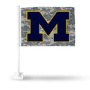 NCAA Michigan Wolverines Double Sided Car Flag -  16" x 19" - Strong Pole that Hooks Onto Car/Truck/Automobile By Rico Industries