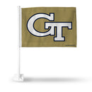 NCAA Georgia Tech Yellow Jackets Double Sided Car Flag -  16" x 19" - Strong Pole that Hooks Onto Car/Truck/Automobile By Rico Industries