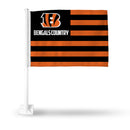 NFL Cincinnati Bengals Double Sided Car Flag -  16" x 19" - Strong Pole that Hooks Onto Car/Truck/Automobile By Rico Industries