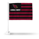 NFL Arizona Cardinals Double Sided Car Flag -  16" x 19" - Strong Pole that Hooks Onto Car/Truck/Automobile By Rico Industries