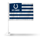 NFL Indianapolis Colts Double Sided Car Flag -  16" x 19" - Strong Pole that Hooks Onto Car/Truck/Automobile By Rico Industries