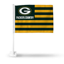 NFL Green Bay Packers Double Sided Car Flag -  16" x 19" - Strong Pole that Hooks Onto Car/Truck/Automobile By Rico Industries