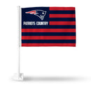 NFL New England Patriots Double Sided Car Flag -  16" x 19" - Strong Pole that Hooks Onto Car/Truck/Automobile By Rico Industries