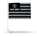 NFL Las Vegas Raiders Double Sided Car Flag -  16" x 19" - Strong Pole that Hooks Onto Car/Truck/Automobile By Rico Industries