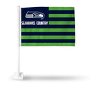NFL Seattle Seahawks Double Sided Car Flag -  16" x 19" - Strong Pole that Hooks Onto Car/Truck/Automobile By Rico Industries