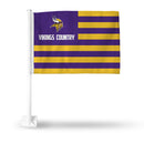 NFL Minnesota Vikings Double Sided Car Flag -  16" x 19" - Strong Pole that Hooks Onto Car/Truck/Automobile By Rico Industries