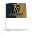 NHL Vegas Golden Knights Double Sided Car Flag -  16" x 19" - Strong Pole that Hooks Onto Car/Truck/Automobile By Rico Industries