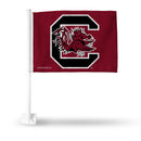 South Carolina Gamecocks Block C Logo Garnet Car Flag on White Pole