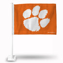 NCAA Clemson Tigers Double Sided Car Flag -  16" x 19" - Strong Pole that Hooks Onto Car/Truck/Automobile By Rico Industries