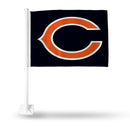 NFL Chicago Bears Double Sided Car Flag -  16" x 19" - Strong Pole that Hooks Onto Car/Truck/Automobile By Rico Industries