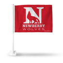 NCAA Newberry   Wolves Double Sided Car Flag -  16" x 19" - Strong Pole that Hooks Onto Car/Truck/Automobile By Rico Industries