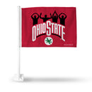 Ohio State Buckeyes O-H-I-O Hand Sign Car Flag (White Pole)