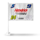 Hendrick Motorsports Team Lineup White Car Flag on White Pole