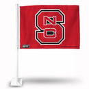 NCAA N.Carolina State Wolfpack Double Sided Car Flag -  16" x 19" - Strong Pole that Hooks Onto Car/Truck/Automobile By Rico Industries