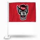 NCAA N.Carolina State Wolfpack Double Sided Car Flag -  16" x 19" - Strong Pole that Hooks Onto Car/Truck/Automobile By Rico Industries