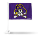 NCAA East Carolina Pirates Double Sided Car Flag -  16" x 19" - Strong Pole that Hooks Onto Car/Truck/Automobile By Rico Industries