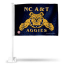 NCAA N.Carolina A&T Aggies Double Sided Car Flag -  16" x 19" - Strong Pole that Hooks Onto Car/Truck/Automobile By Rico Industries
