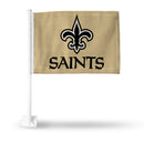 NFL New Orleans Saints Double Sided Car Flag -  16" x 19" - Strong Pole that Hooks Onto Car/Truck/Automobile By Rico Industries