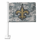 NFL New Orleans Saints Double Sided Car Flag -  16" x 19" - Strong Pole that Hooks Onto Car/Truck/Automobile By Rico Industries
