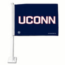 NCAA Connecticut Huskies Double Sided Car Flag -  16" x 19" - Strong Pole that Hooks Onto Car/Truck/Automobile By Rico Industries