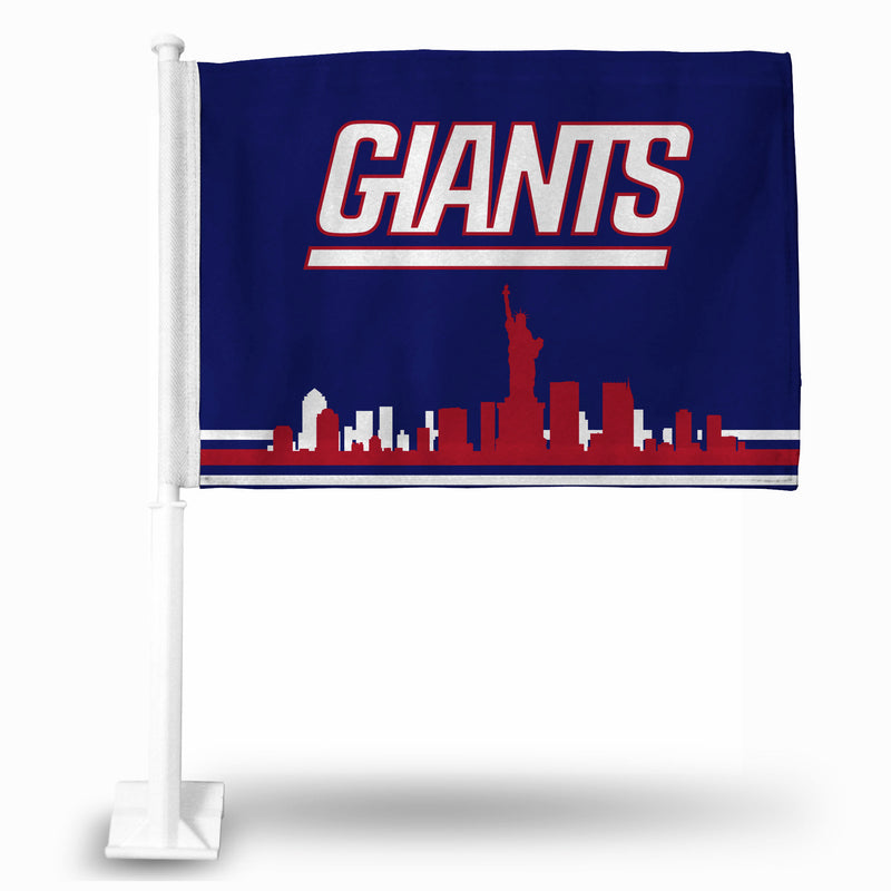 NFL New York Giants Double Sided Car Flag -  16" x 19" - Strong Pole that Hooks Onto Car/Truck/Automobile By Rico Industries
