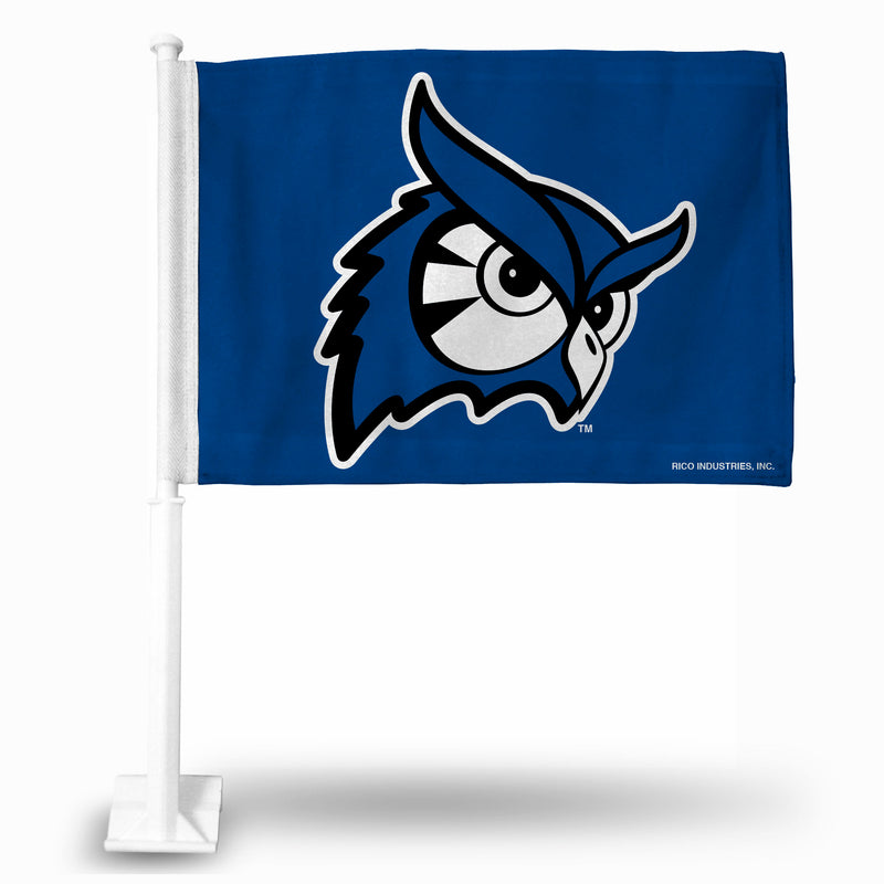 NCAA Westfield State Owls Double Sided Car Flag -  16" x 19" - Strong Pole that Hooks Onto Car/Truck/Automobile By Rico Industries