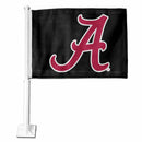NCAA Alabama Crimson Tide Double Sided Car Flag -  16" x 19" - Strong Pole that Hooks Onto Car/Truck/Automobile By Rico Industries