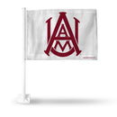 NCAA Alabama A&M Bulldogs Double Sided Car Flag -  16" x 19" - Strong Pole that Hooks Onto Car/Truck/Automobile By Rico Industries
