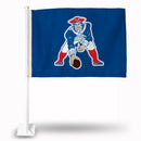 NFL New England Patriots "Retro Design" Double Sided Car Flag -  16" x 19" - Strong Pole that Hooks Onto Car/Truck/Automobile By Rico Industries