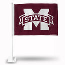 NCAA Mississippi State Bulldogs Double Sided Car Flag -  16" x 19" - Strong Pole that Hooks Onto Car/Truck/Automobile By Rico Industries