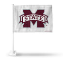 NCAA Mississippi State Bulldogs Double Sided Car Flag -  16" x 19" - Strong Pole that Hooks Onto Car/Truck/Automobile By Rico Industries