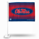 NCAA Mississippi Rebels Double Sided Car Flag -  16" x 19" - Strong Pole that Hooks Onto Car/Truck/Automobile By Rico Industries