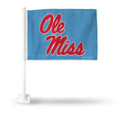 NCAA Mississippi Rebels Double Sided Car Flag -  16" x 19" - Strong Pole that Hooks Onto Car/Truck/Automobile By Rico Industries