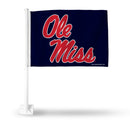 Ole Miss Navy Blue With Red Script Car Flag