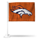 NFL Denver Broncos Double Sided Car Flag -  16" x 19" - Strong Pole that Hooks Onto Car/Truck/Automobile By Rico Industries