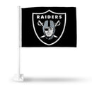 NFL Las Vegas Raiders Double Sided Car Flag -  16" x 19" - Strong Pole that Hooks Onto Car/Truck/Automobile By Rico Industries
