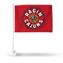 NCAA Louisiana-Lafayette Ragin Cajuns Double Sided Car Flag -  16" x 19" - Strong Pole that Hooks Onto Car/Truck/Automobile By Rico Industries