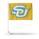 NCAA Southern Jaguars Double Sided Car Flag -  16" x 19" - Strong Pole that Hooks Onto Car/Truck/Automobile By Rico Industries