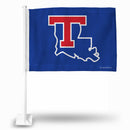 NCAA Louisiana Tech Bulldogs Double Sided Car Flag -  16" x 19" - Strong Pole that Hooks Onto Car/Truck/Automobile By Rico Industries