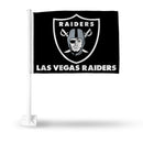 NFL Las Vegas Raiders Double Sided Car Flag -  16" x 19" - Strong Pole that Hooks Onto Car/Truck/Automobile By Rico Industries
