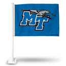 NCAA Middle Tennessee Blue Raiders Double Sided Car Flag -  16" x 19" - Strong Pole that Hooks Onto Car/Truck/Automobile By Rico Industries