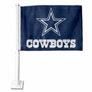 NFL Dallas Cowboys Double Sided Car Flag -  16" x 19" - Strong Pole that Hooks Onto Car/Truck/Automobile By Rico Industries