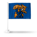 NCAA Kentucky Wildcats Double Sided Car Flag -  16" x 19" - Strong Pole that Hooks Onto Car/Truck/Automobile By Rico Industries