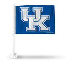NCAA Kentucky Wildcats Double Sided Car Flag -  16" x 19" - Strong Pole that Hooks Onto Car/Truck/Automobile By Rico Industries