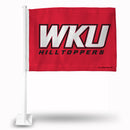 NCAA Western Kentucky Hilltoppers Double Sided Car Flag -  16" x 19" - Strong Pole that Hooks Onto Car/Truck/Automobile By Rico Industries