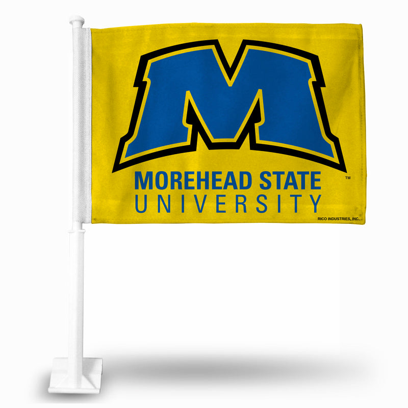 NCAA Morehead State  Eagles Double Sided Car Flag -  16" x 19" - Strong Pole that Hooks Onto Car/Truck/Automobile By Rico Industries
