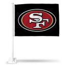 NFL San Francisco 49ers Double Sided Car Flag -  16" x 19" - Strong Pole that Hooks Onto Car/Truck/Automobile By Rico Industries