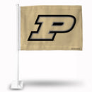 NCAA Purdue Boilermakers Double Sided Car Flag -  16" x 19" - Strong Pole that Hooks Onto Car/Truck/Automobile By Rico Industries