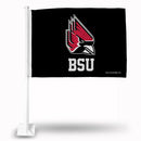 NCAA Ball State Cardinals Double Sided Car Flag -  16" x 19" - Strong Pole that Hooks Onto Car/Truck/Automobile By Rico Industries