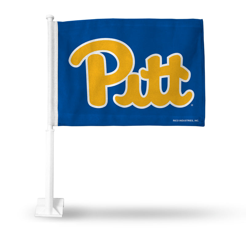NCAA Pitt Panthers Double Sided Car Flag -  16" x 19" - Strong Pole that Hooks Onto Car/Truck/Automobile By Rico Industries